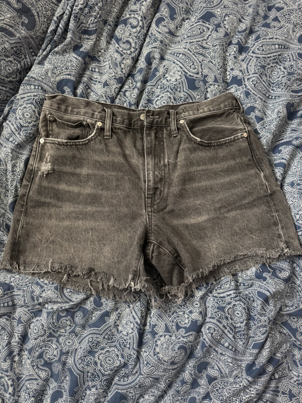 Madewell Mid-Length Relaxed Denim Shorts - Black